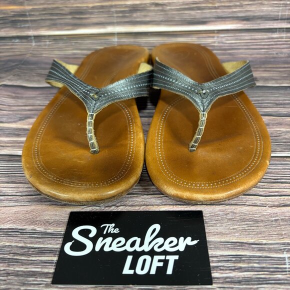 OluKai Wana Brown Leather Women's Thong Sandals - Picture 2 of 8
